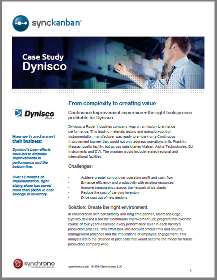 ekanban customer Dynisco